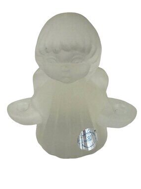 Vintage Goebel West Germany Frosted Glass Angel Double Taper Candle Holder Figur